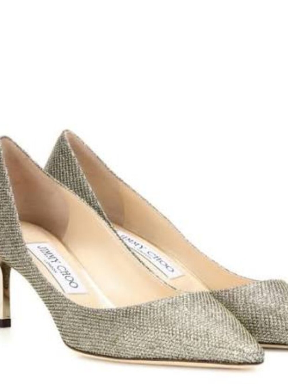 Jimmy Choo Gold Glitter Pointed-Toe Pumps